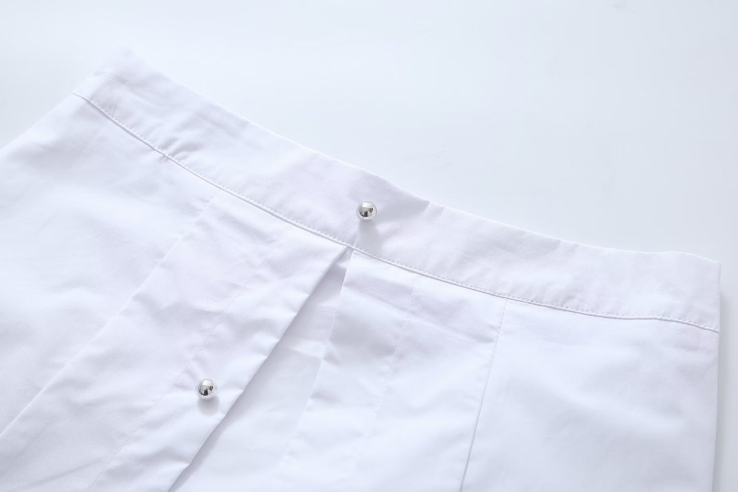 White Shirt & Mini Skirt Co ord | Button Up Crop Top & High Waist Skirt Set | noémi