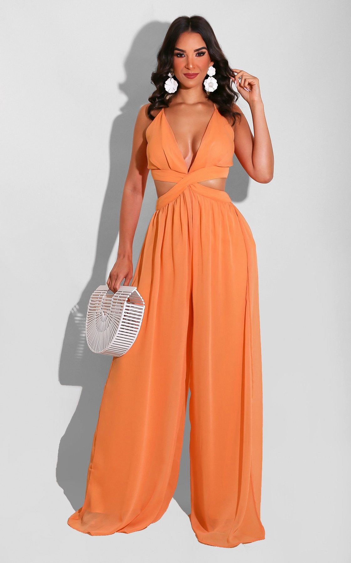 Chiffon Jumpsuit | Backless, Halter Neck, Wide Leg | Summer Casual Women’s One Piece | noémi