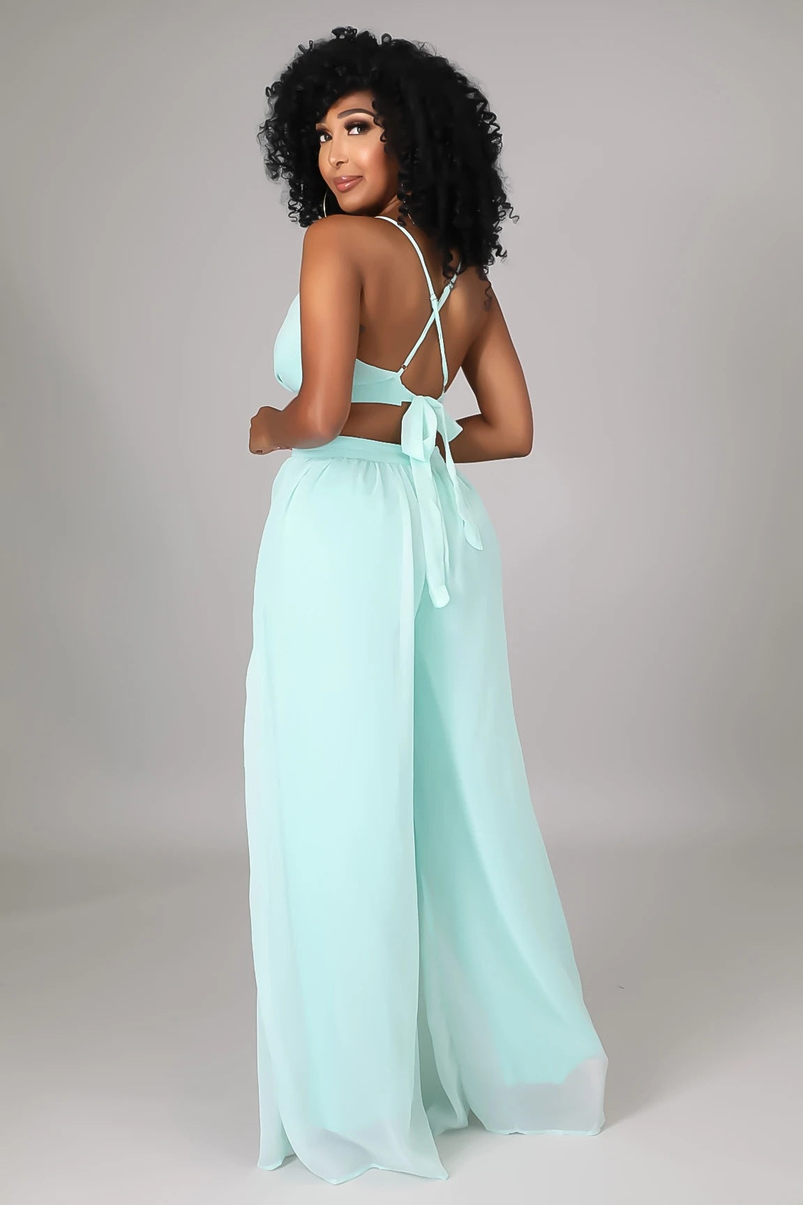Chiffon Jumpsuit | Backless, Halter Neck, Wide Leg | Summer Casual Women’s One Piece | noémi