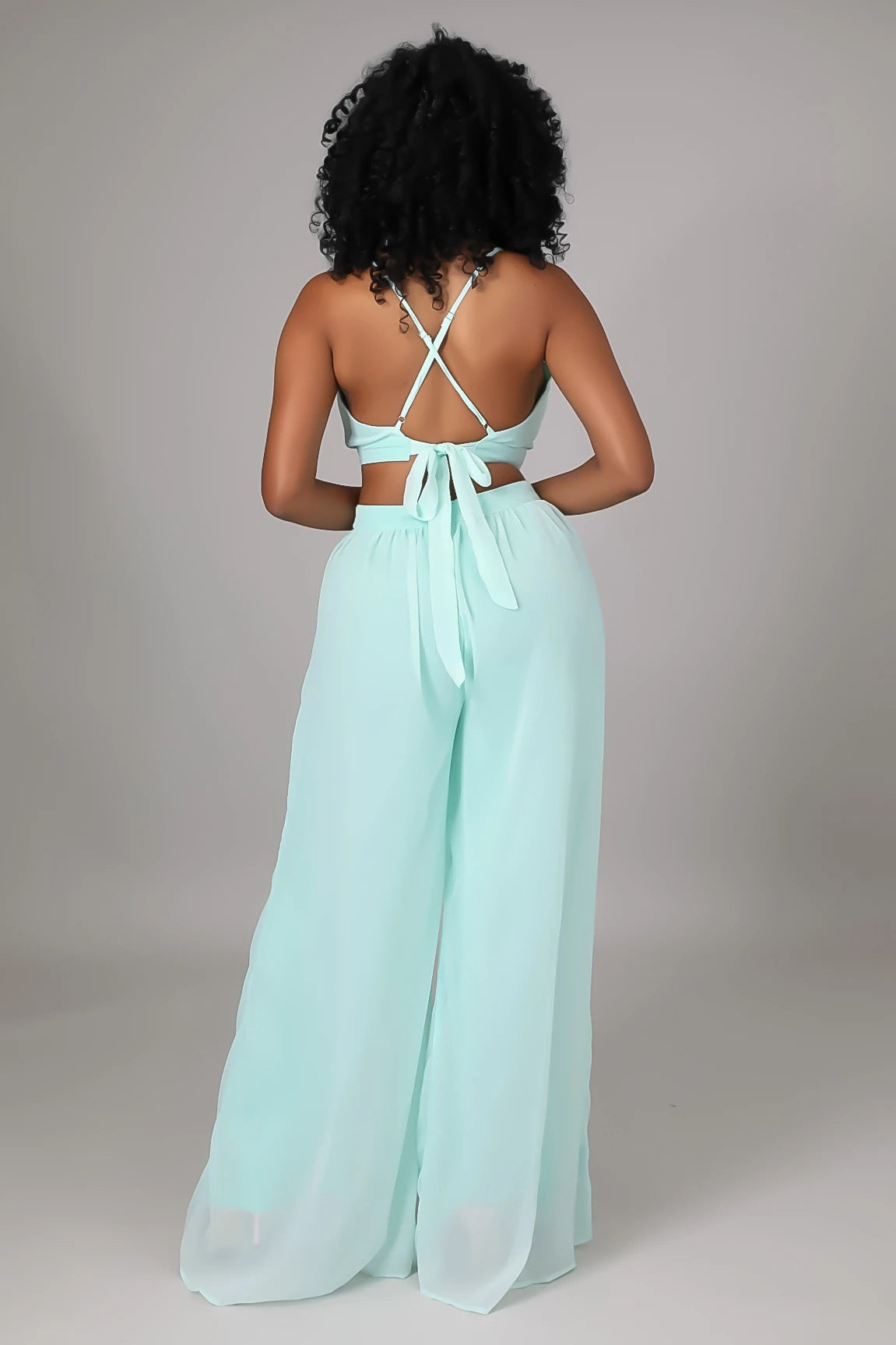 Chiffon Jumpsuit | Backless, Halter Neck, Wide Leg | Summer Casual Women’s One Piece | noémi