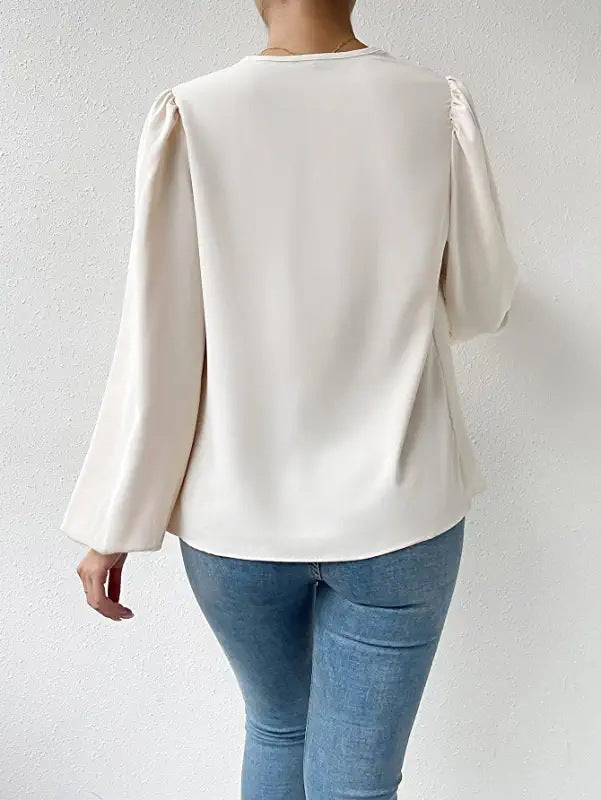 Womens Draped VNeck Long Sleeve Top | Loose Fit Blouse | noémi