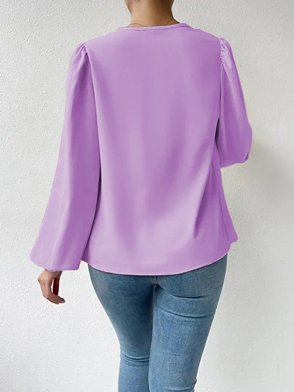 Womens Draped VNeck Long Sleeve Top | Loose Fit Blouse | noémi