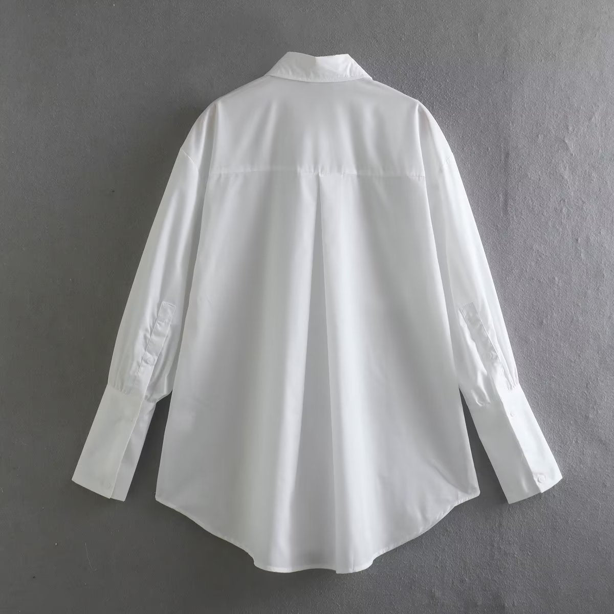 White Polo Collar Shirt | Long Sleeve Single Pocket | noémi