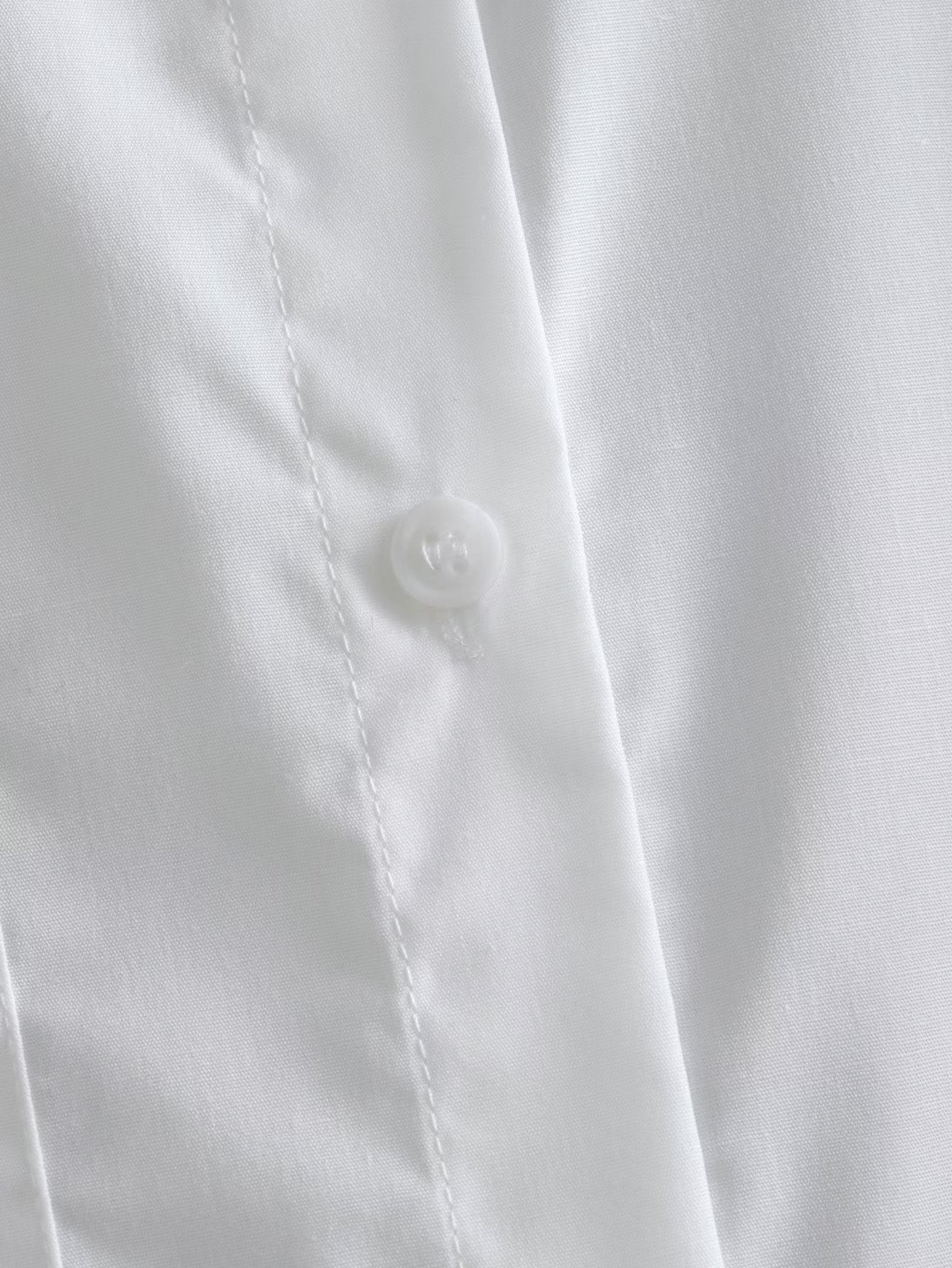 White Polo Collar Shirt | Long Sleeve Single Pocket | noémi