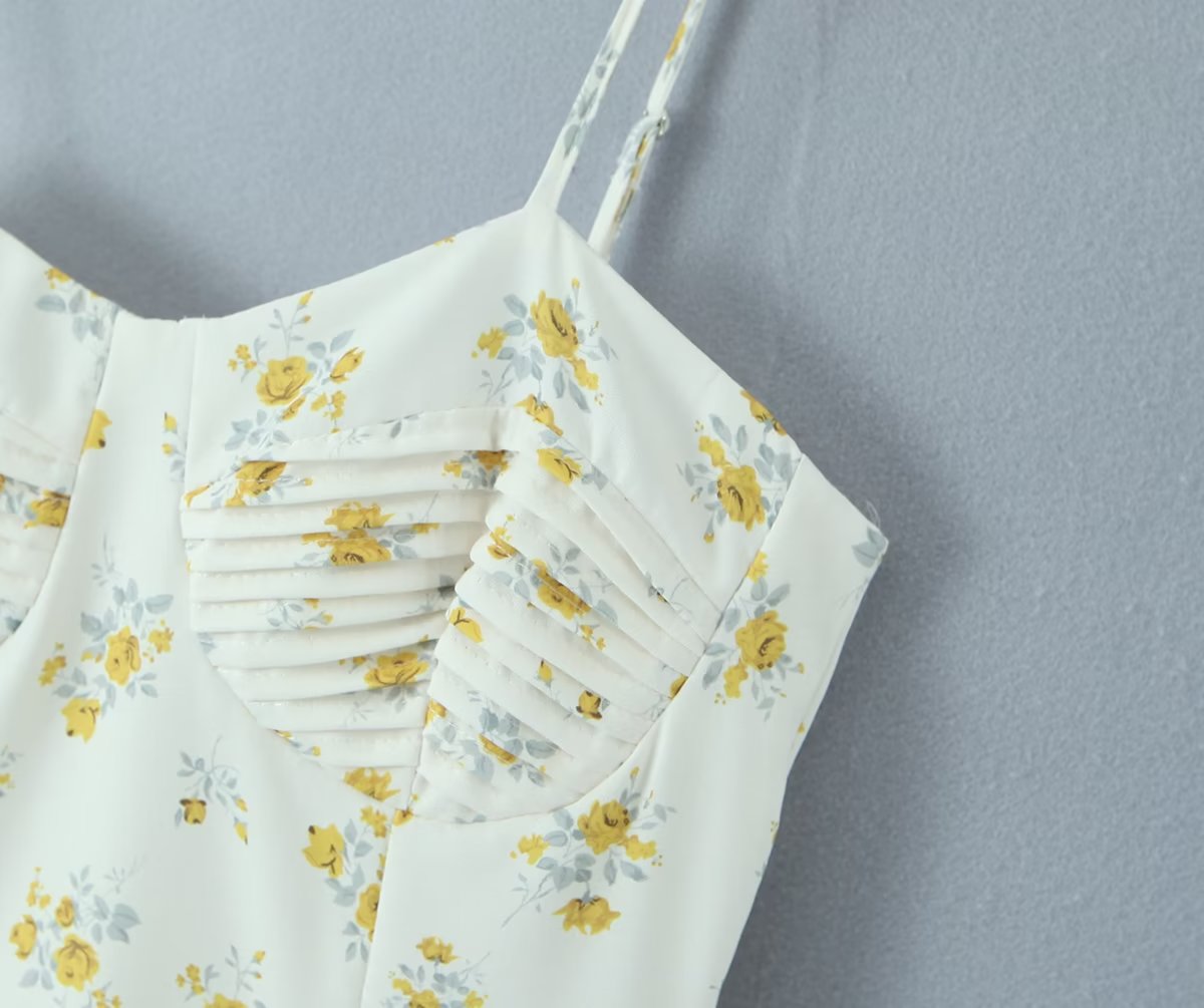 Floral Slim Fit Dress | Slim Waist Ruched Print with Steel Bracket Support | noémi