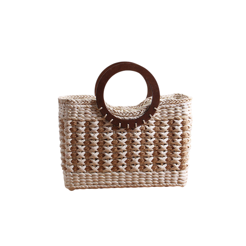 Striped Straw Tote Bag – Large‑Capacity Rattan Beach Bag | noémi
