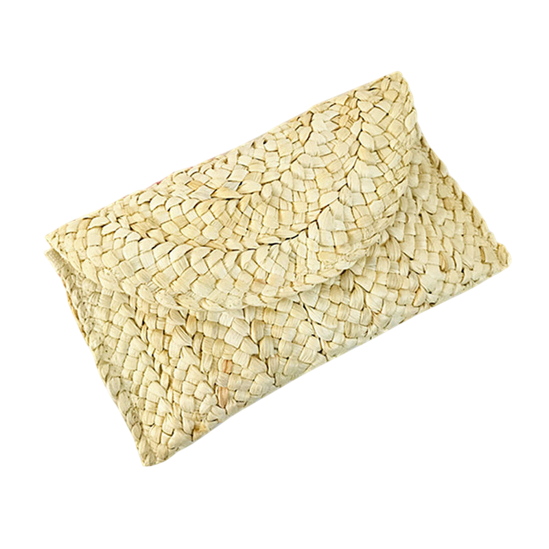 Corn Husk Straw Clutch – Large Capacity Hand‑Woven Phone & Coin Purse | noémi