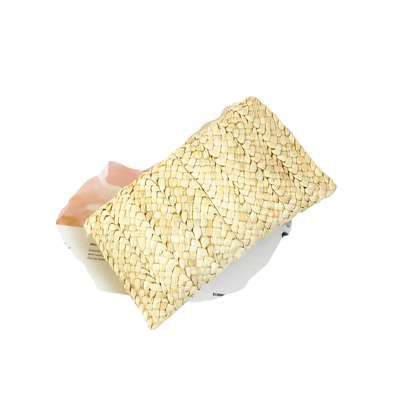 Corn Husk Straw Clutch – Large Capacity Hand‑Woven Phone & Coin Purse | noémi