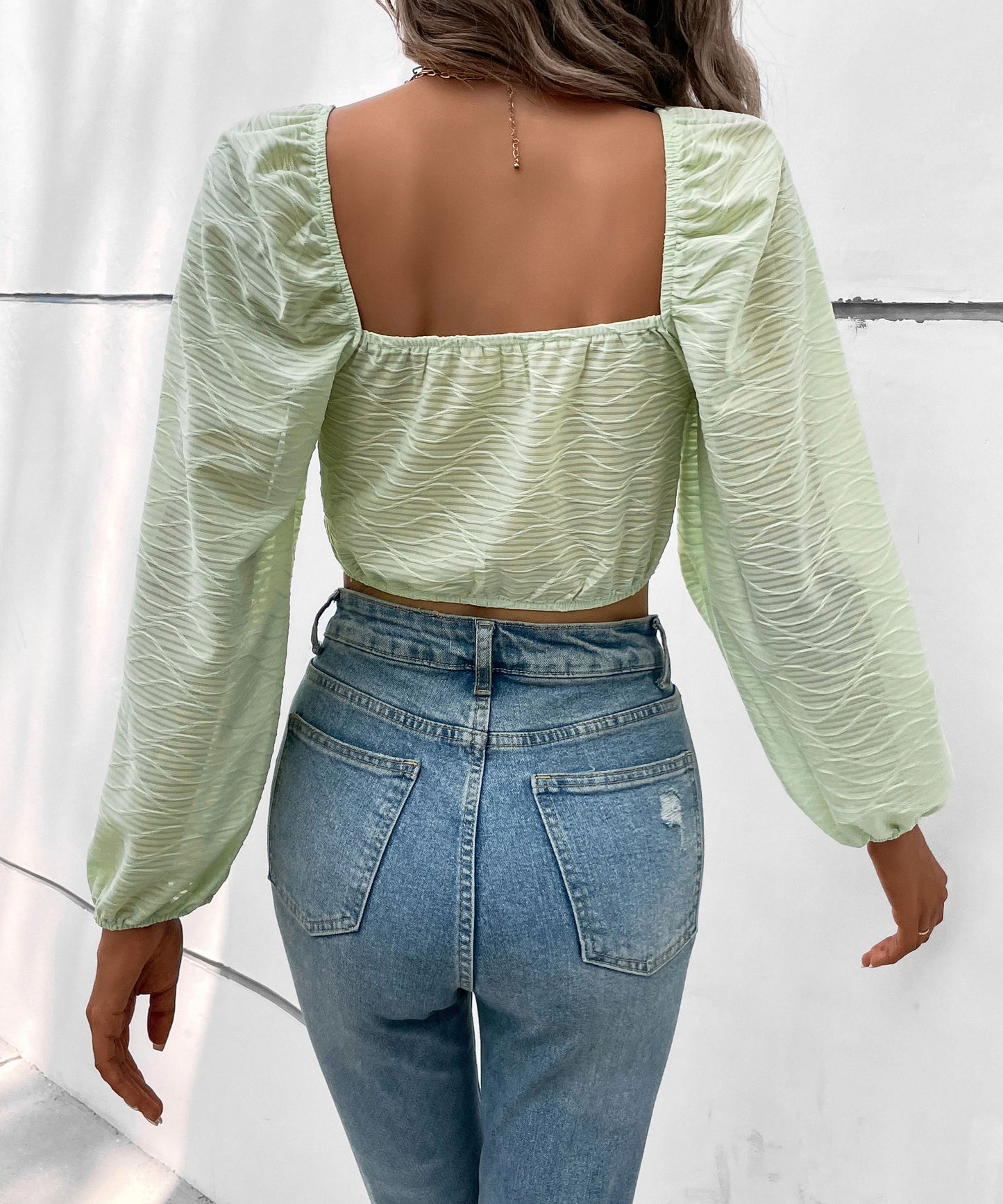 Puff Sleeve Shirt with Square Collar Blouse | noémi