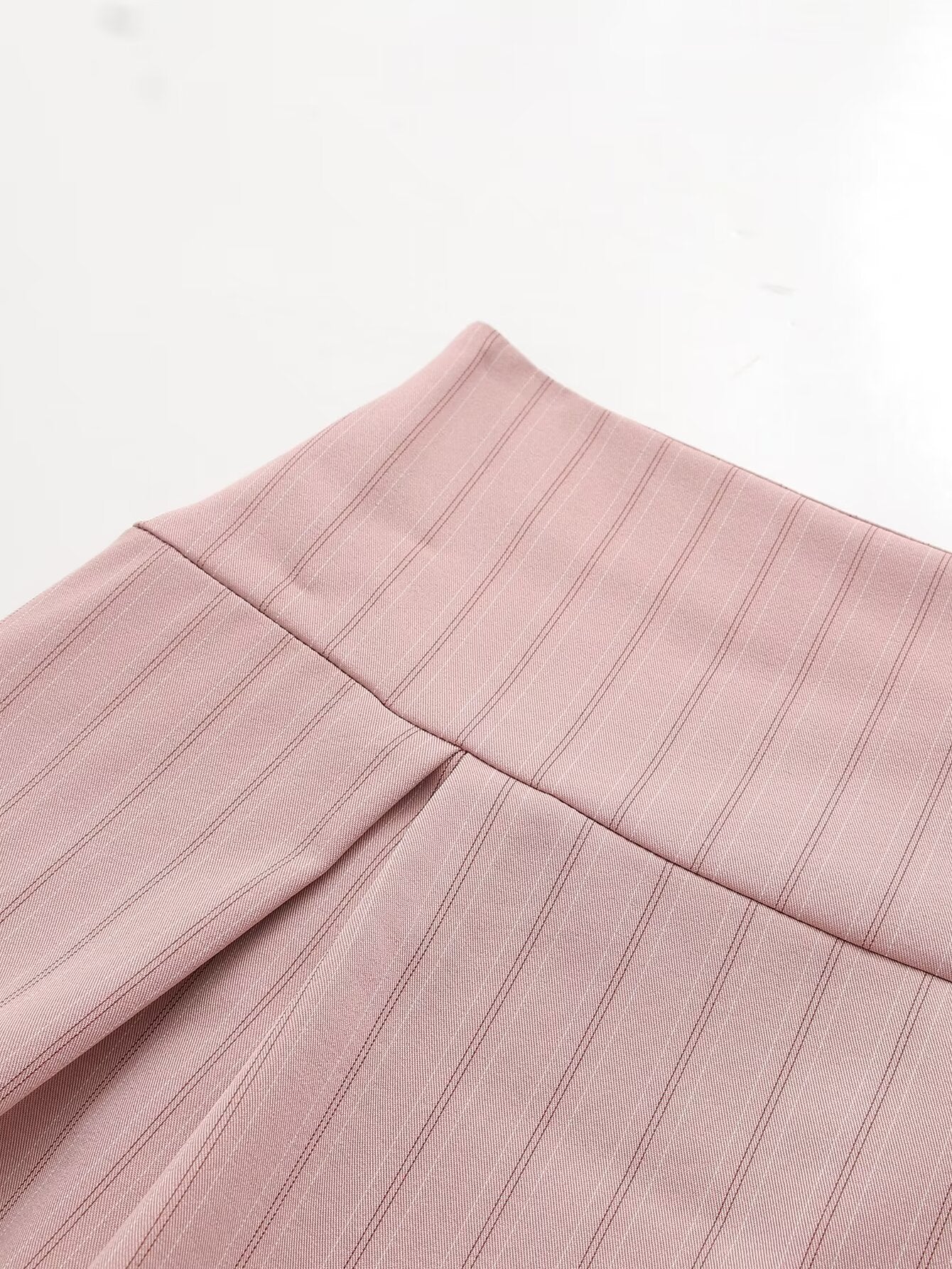 Womens Pink Striped Tube Top Low Waist Pleated Skirt Set | noémi