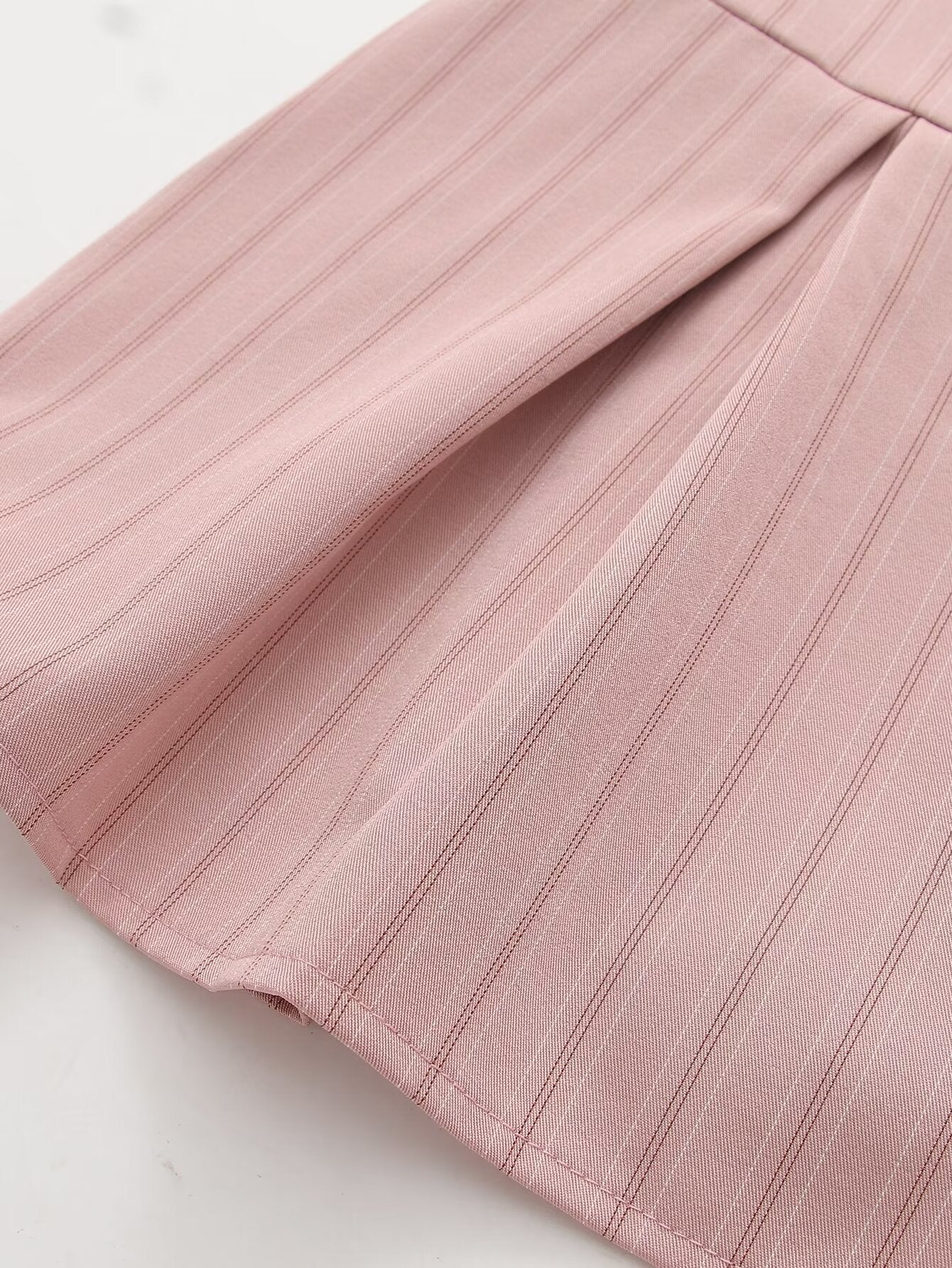 Womens Pink Striped Tube Top Low Waist Pleated Skirt Set | noémi