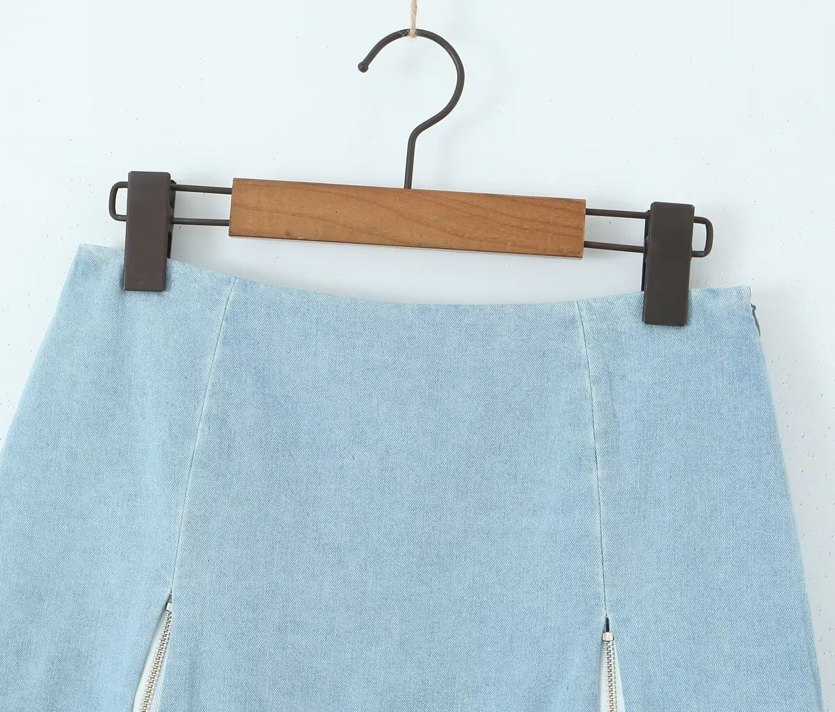High Waist Denim Skirt Set | Zipper Waist Hip Hugging | noémi