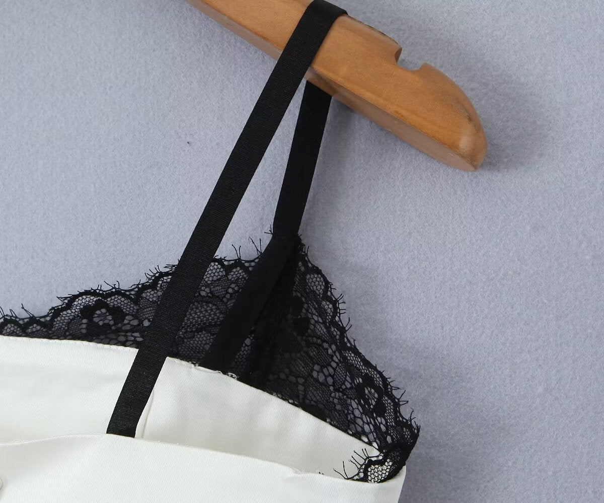 Womens Suit Lace Sling Dress with Pleated Split Skirt Built In Pants | noémi