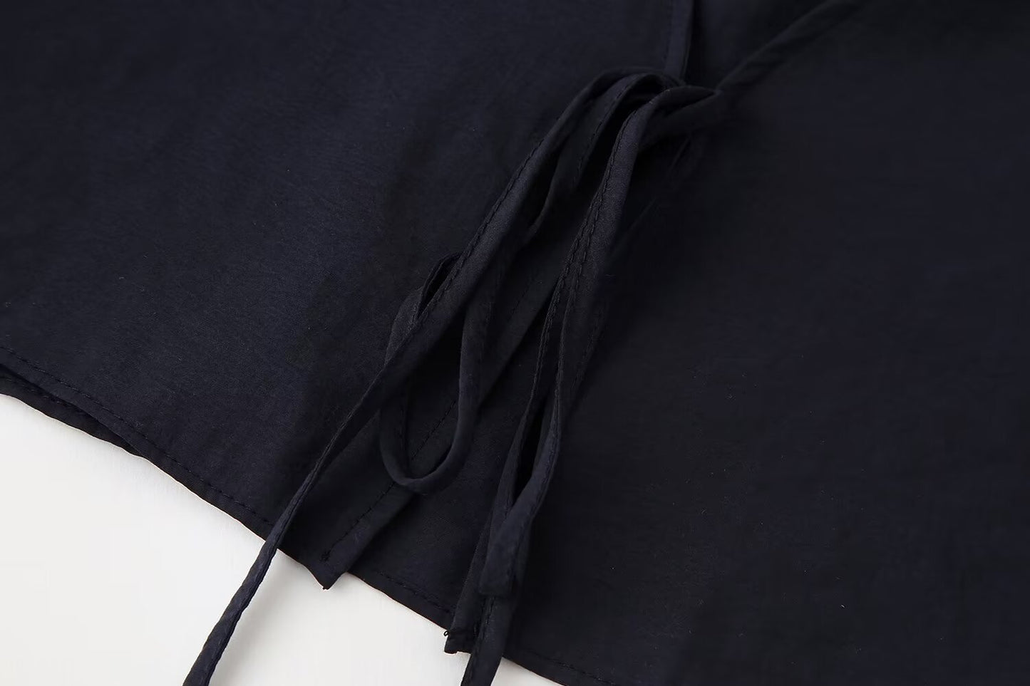 Bow Tie VNeck Draped Blouse | Cropped Long Sleeve Top | noémi