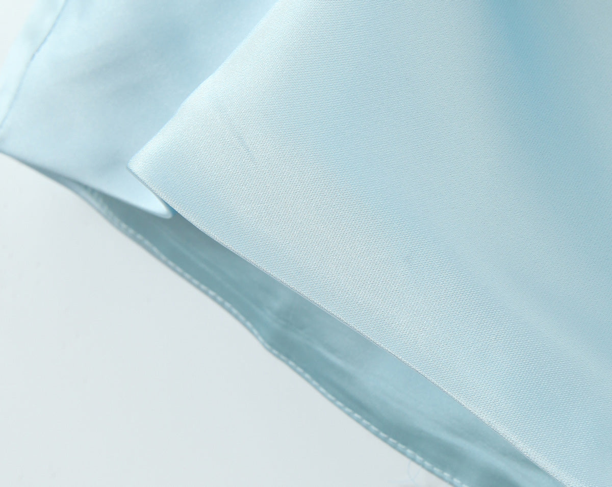 Ice Blue Satin Strapless Ruched Mini Dress | Bodycon Cocktail Party Dress | noémi