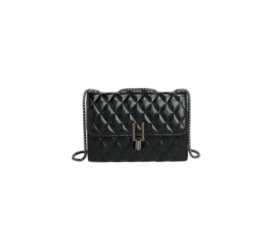 Quilted Rhombus Chain Crossbody Bag – Y-Lock Square Mini, Black | noémi