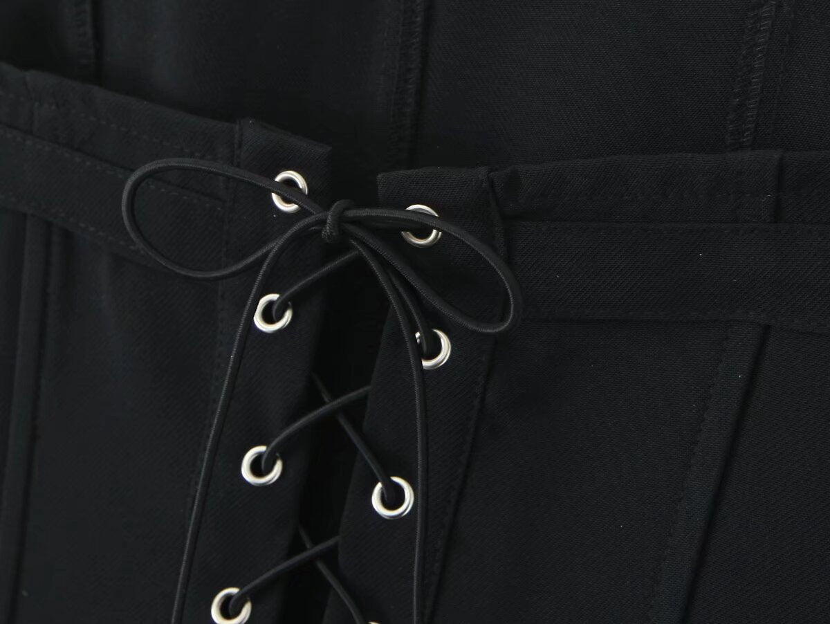 Two Piece Skirt Set | Tube Top Cropped Vest Low Waist Pleated Mini Skirt | noémi