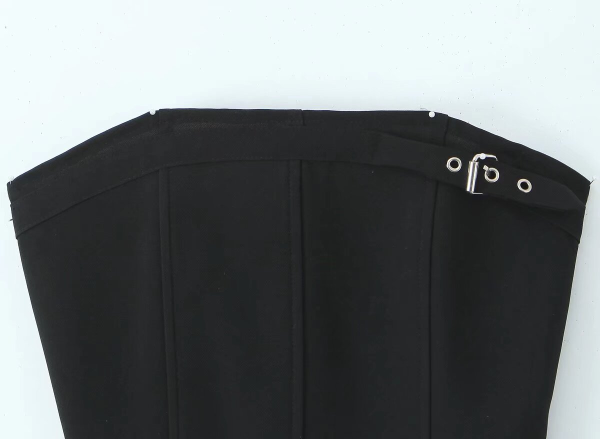 Two Piece Skirt Set | Tube Top Cropped Vest Low Waist Pleated Mini Skirt | noémi