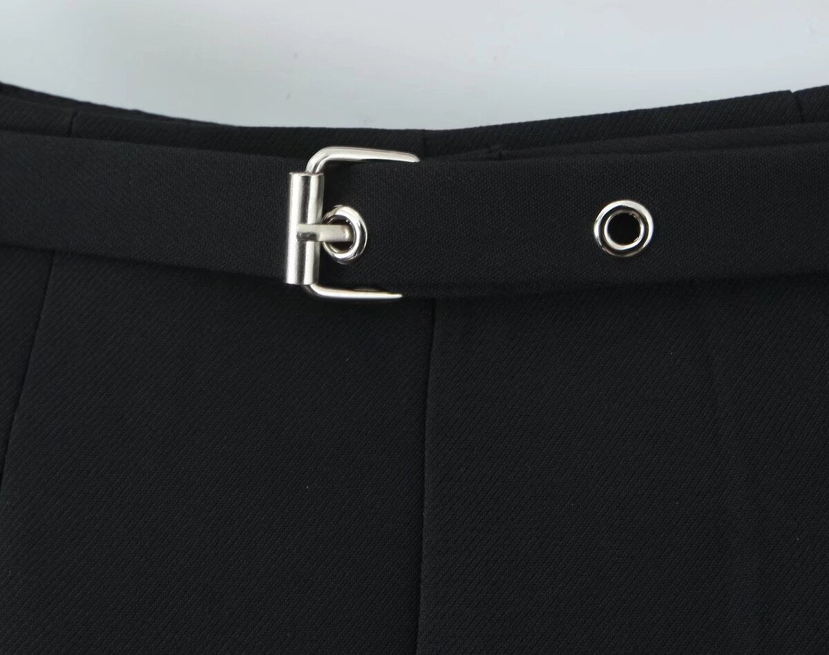 Two Piece Skirt Set | Tube Top Cropped Vest Low Waist Pleated Mini Skirt | noémi