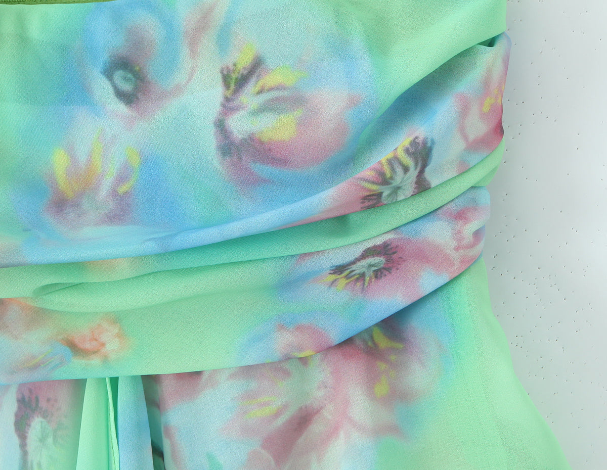 Green Floral Halter Top & Skirt Set | Off Shoulder Camisole | noémi