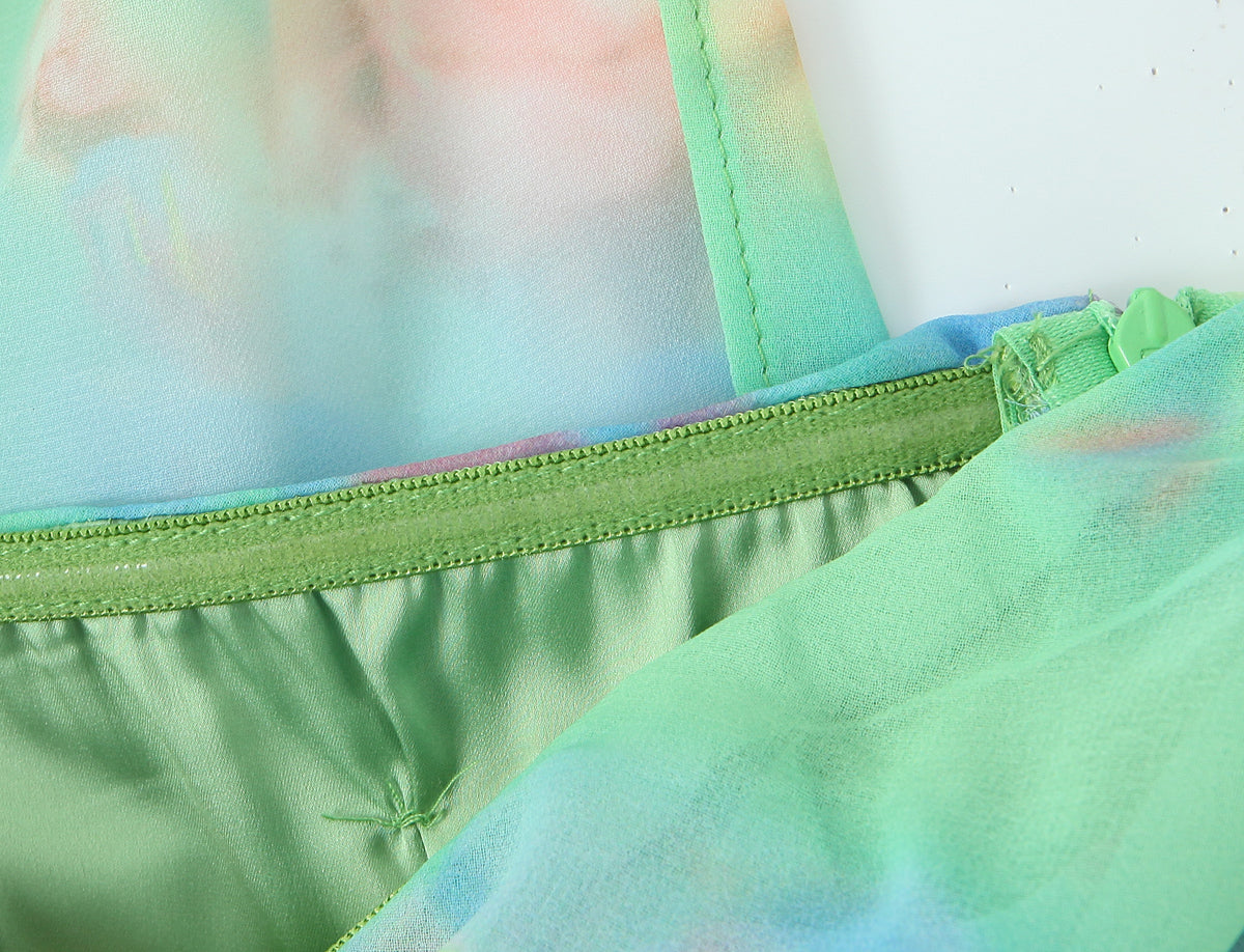 Green Floral Halter Top & Skirt Set | Off Shoulder Camisole | noémi