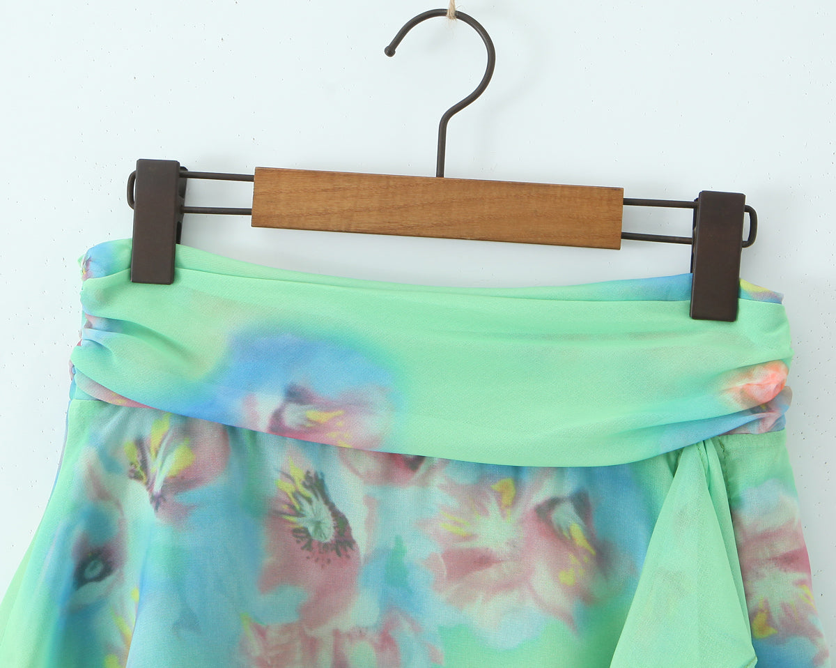 Green Floral Halter Top & Skirt Set | Off Shoulder Camisole | noémi