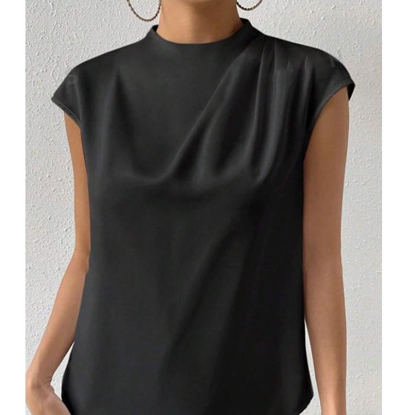 Womens Silk Satin Top | Short Sleeve Round Neck T Shirt | noémi