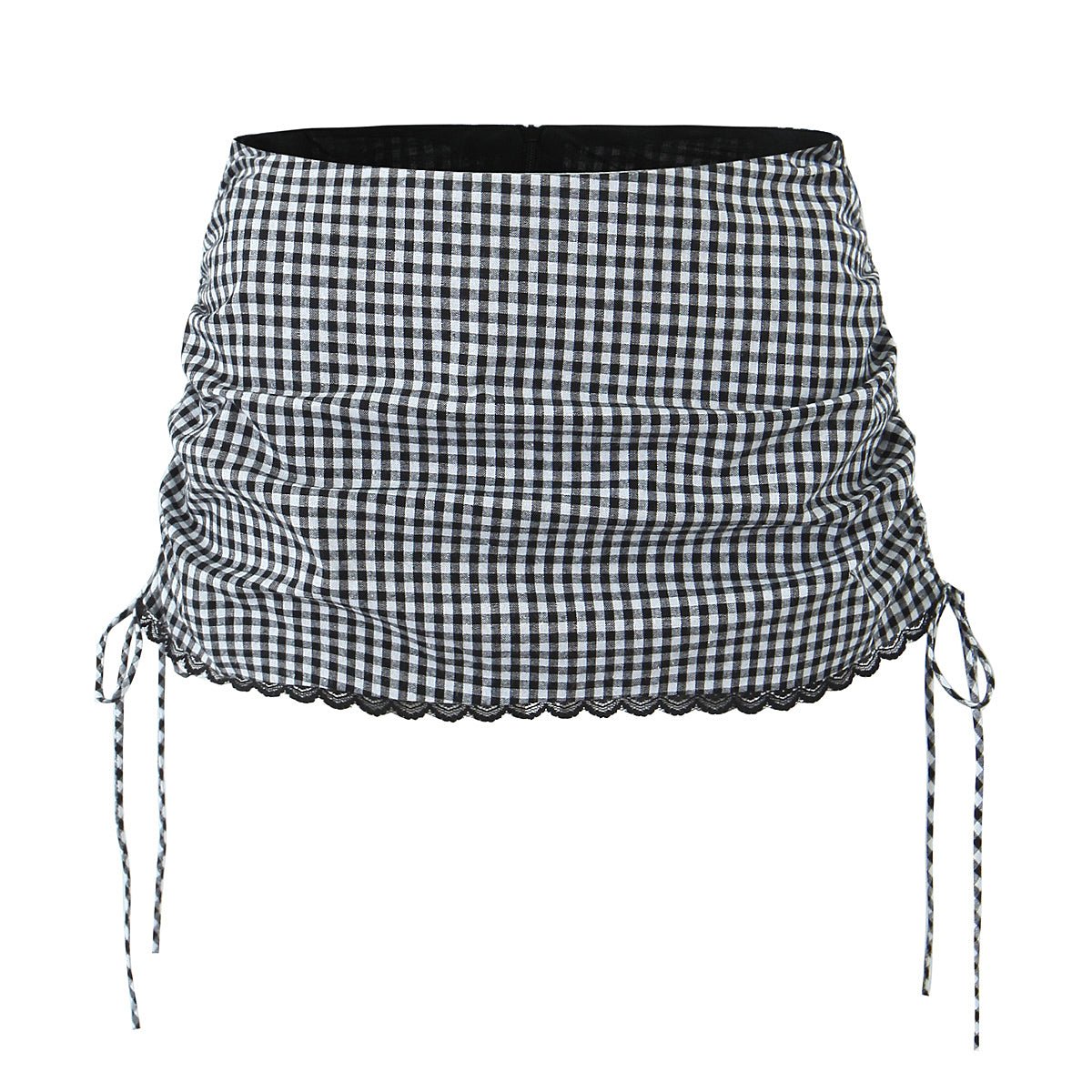 Womens Black & White Gingham Halter Corset Top & Drawstring Skirt Set | Two Piece Matching | noémi