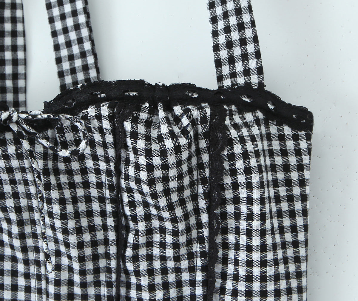 Womens Black & White Gingham Halter Corset Top & Drawstring Skirt Set | Two Piece Matching | noémi