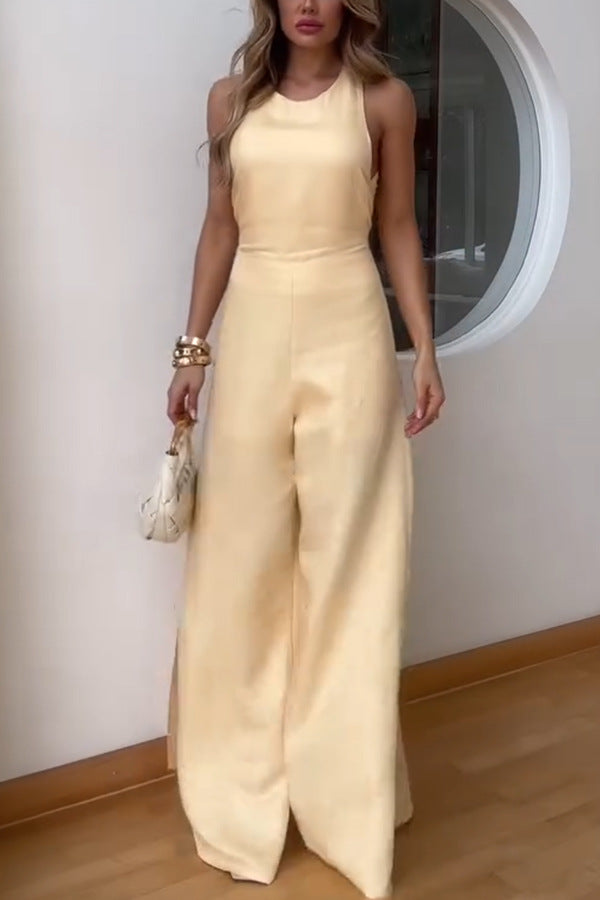 Sleeveless Wide Leg Jumpsuit | Summer Casual, Backless Design | noémi