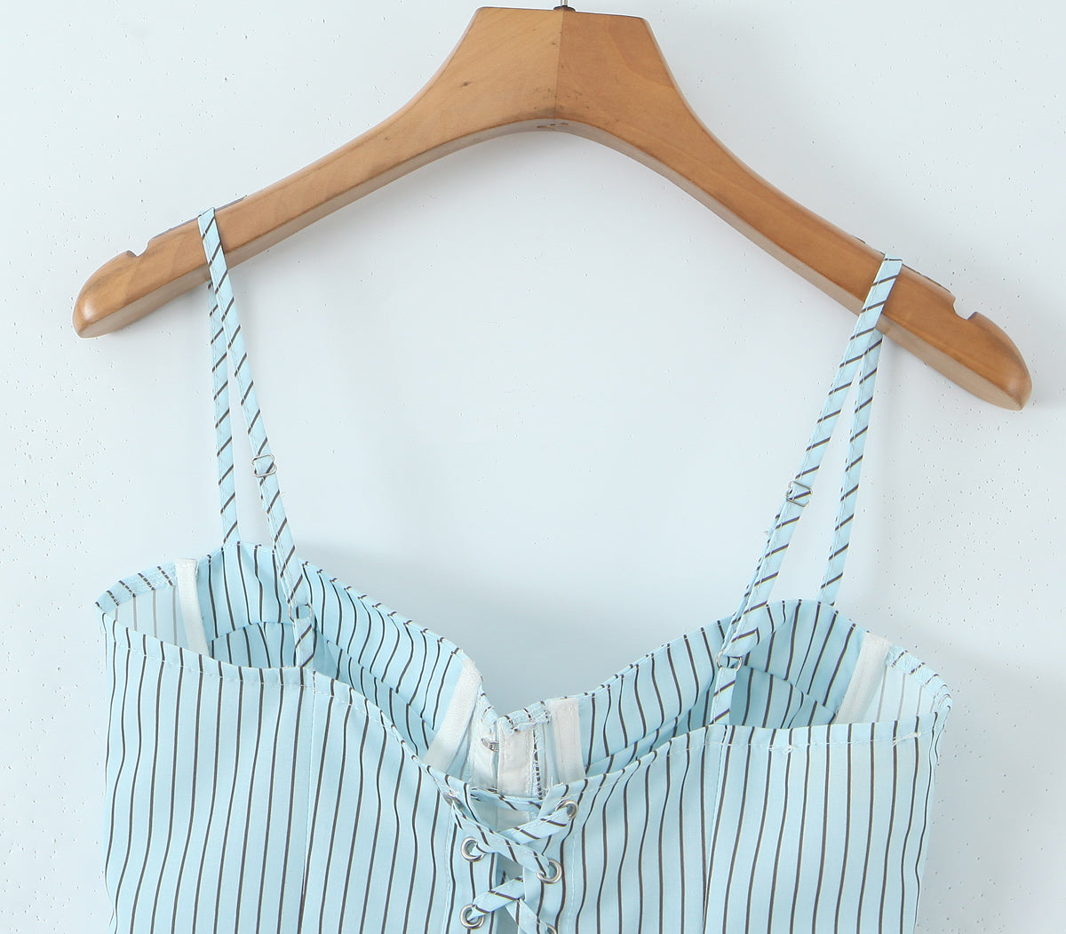 Blue Striped Tube Top with Adjustable Straps | Cinched Waist Slim Fit Vest for Women | noémi