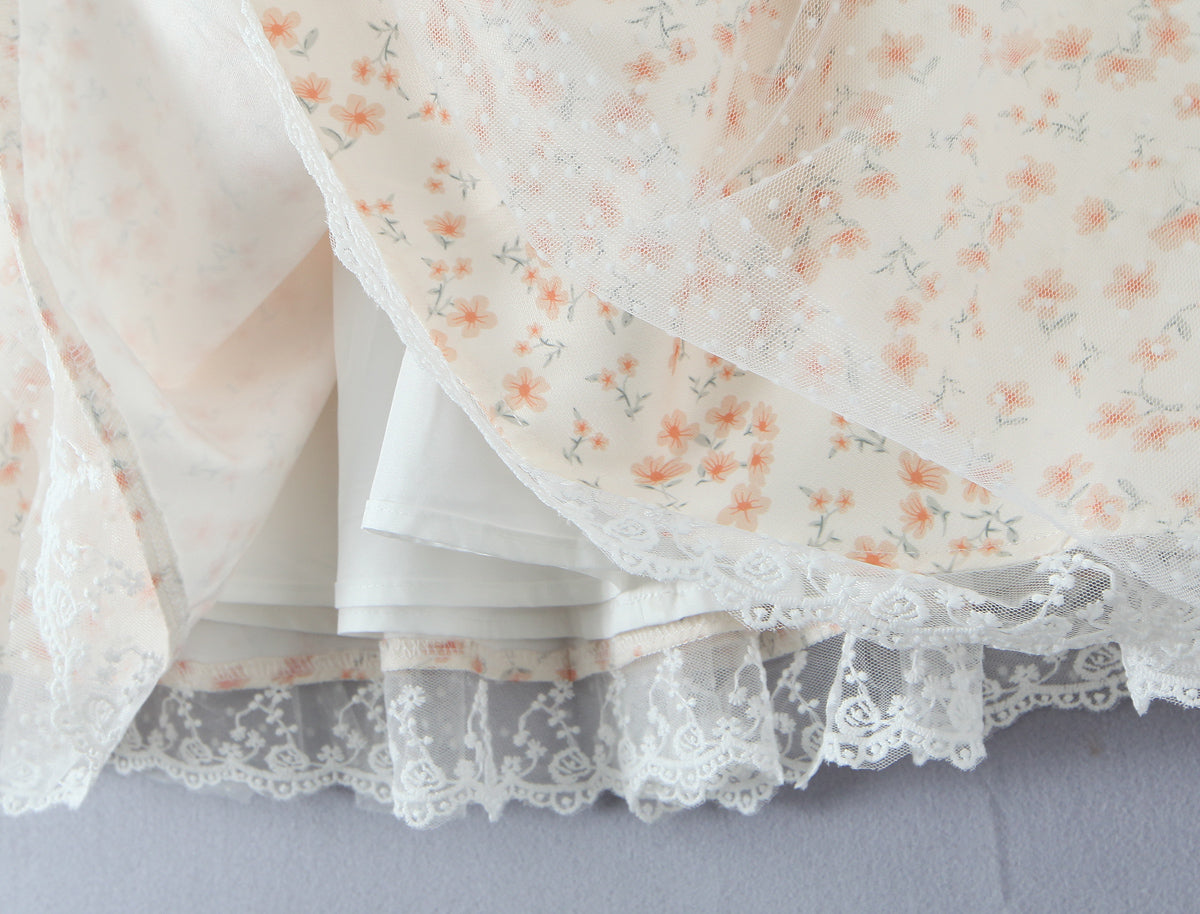 Puffy Slim Fit Tube Dress | Floral Lace Up Waist | noémi