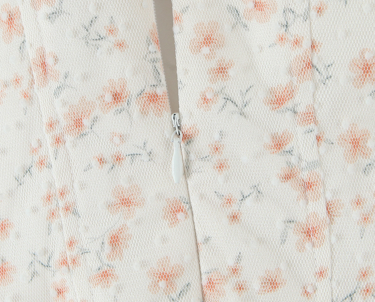 Puffy Slim Fit Tube Dress | Floral Lace Up Waist | noémi