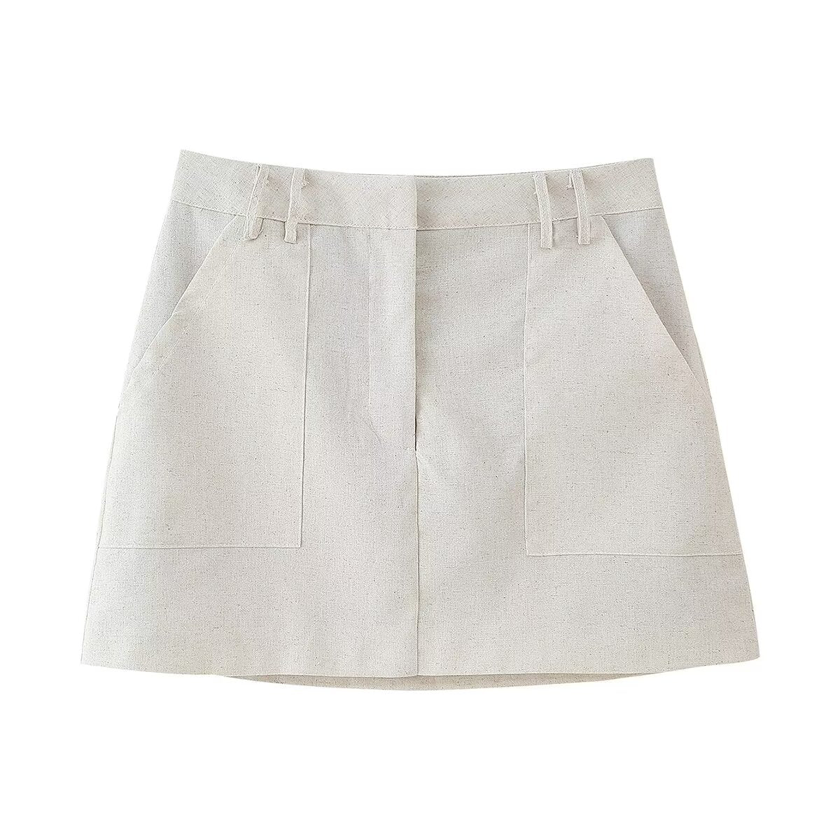 Womens 2 Piece Linen Vest & Skirt Set | Sleeveless Button Front Top Mini Skirt | noémi
