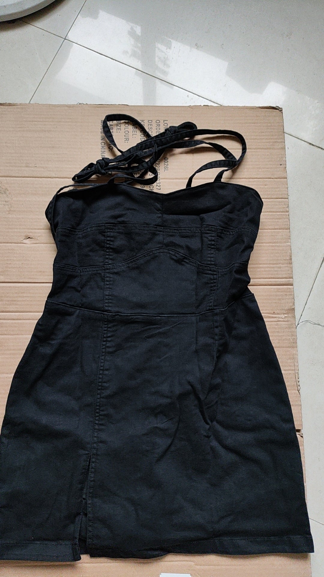 Denim Bodycon Mini Dress | Adjustable Spaghetti Strap Zip Back Dress with Slit | noémi