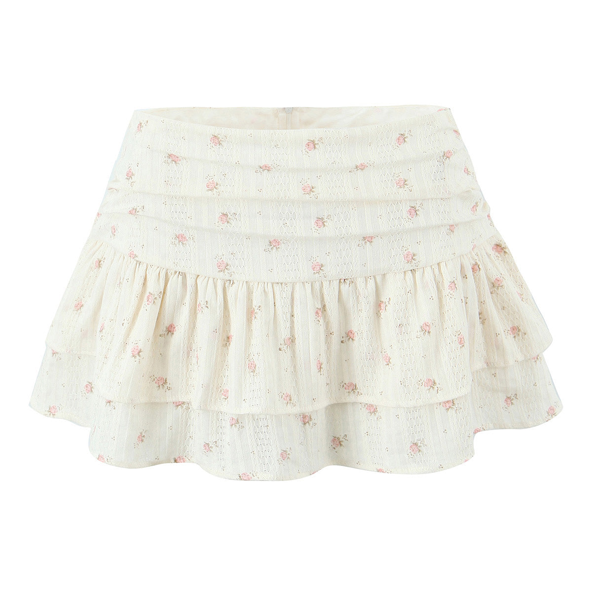 Apricot Floral Two Piece Set | Slim Fit Ruffled Crop Top & Mini Skirt | noémi