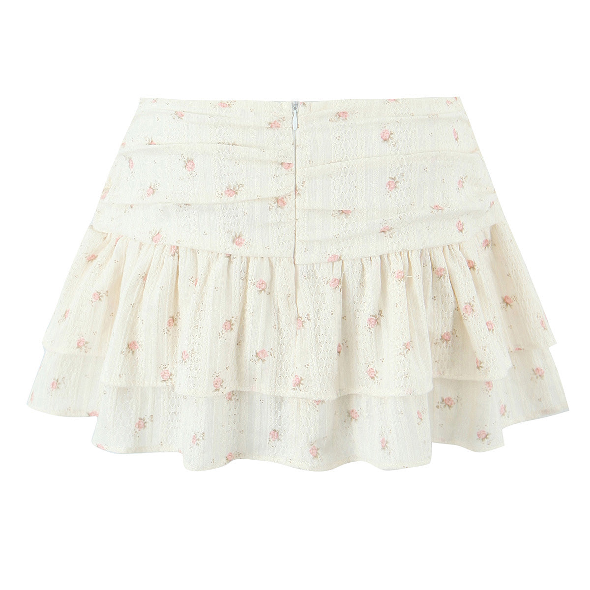 Apricot Floral Two Piece Set | Slim Fit Ruffled Crop Top & Mini Skirt | noémi