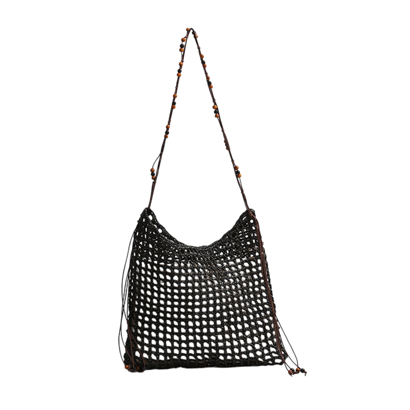 Wooden Bead Net Pocket Black inside