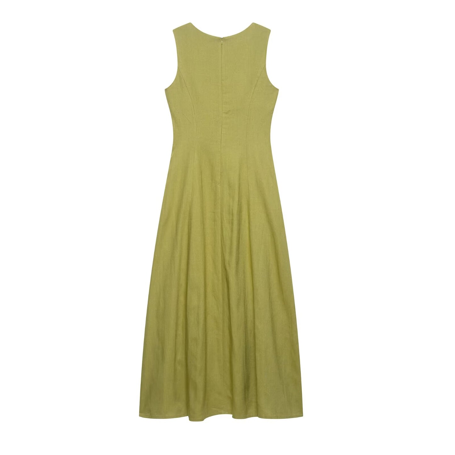 Linen Slim Fit Midi Dress With Natural Texture For Women | noémi