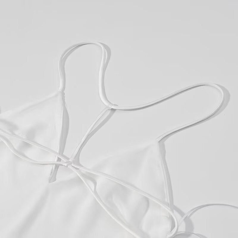 Womens White Satin Slip Dress | Backless Spaghetti Strap | noémi