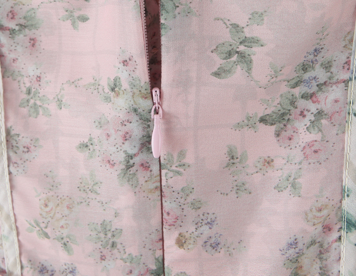 Boho Floral Chiffon Dress | Midi with Puff Sleeves & Square Neckline | noémi