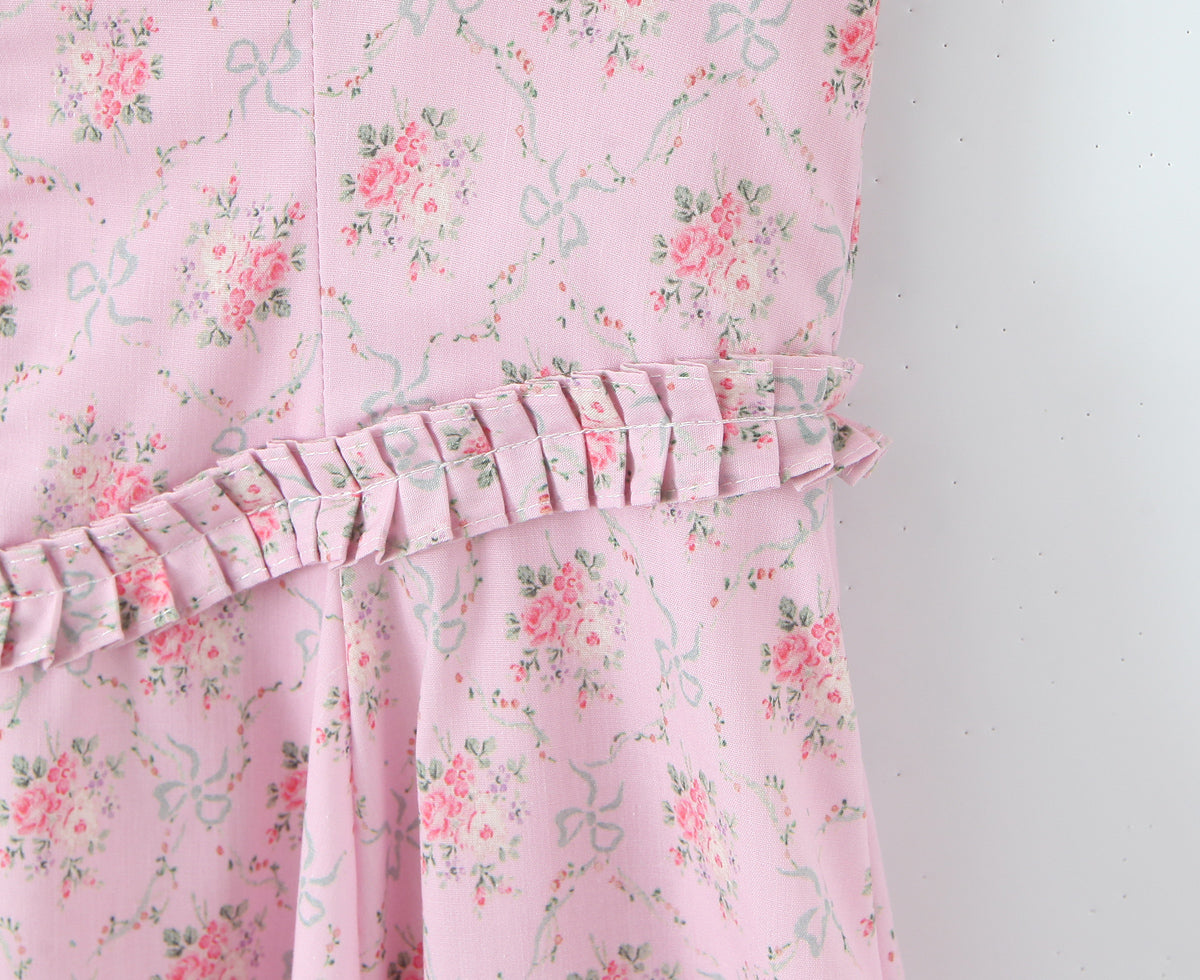 Pink Floral Halter Midi Dress | Backless, Slim Fit | noémi