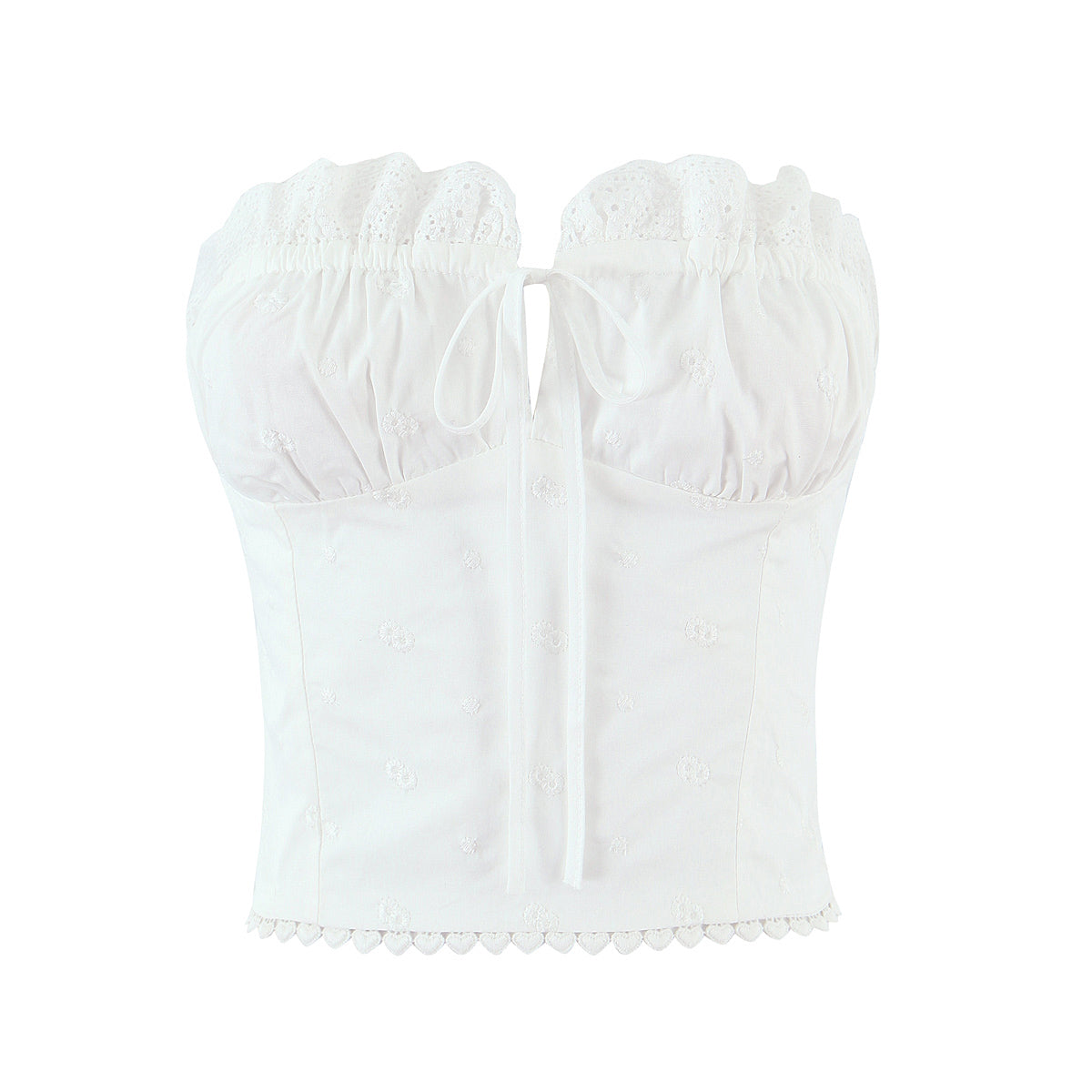 Womens White Lace Tube Top | Strapless Drawstring Vest | noémi