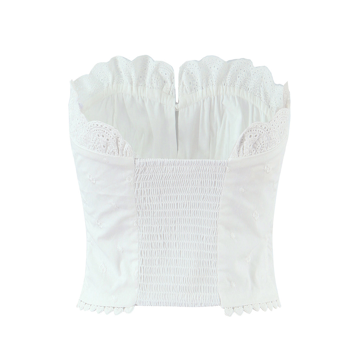 Womens White Lace Tube Top | Strapless Drawstring Vest | noémi