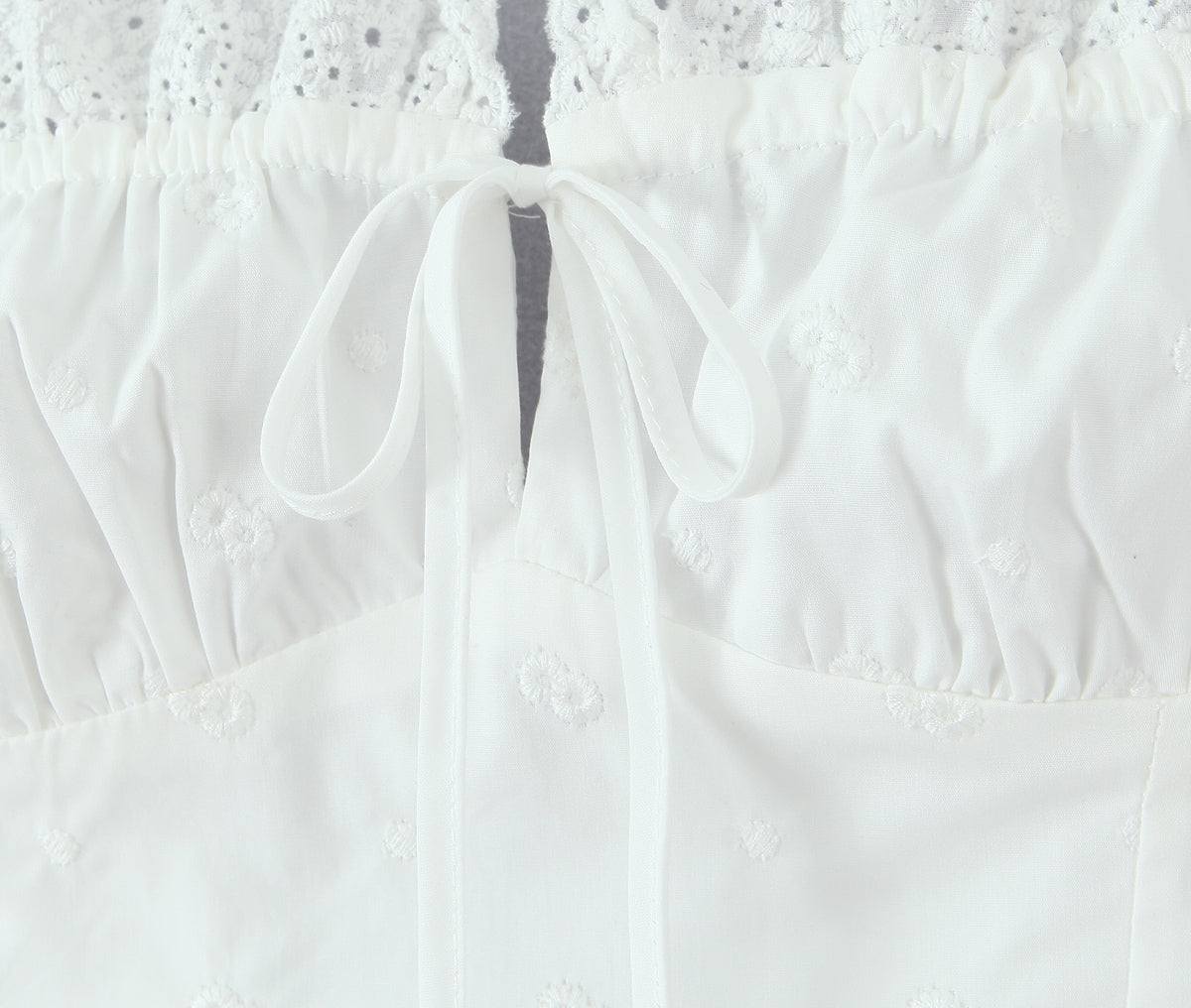 Womens White Lace Tube Top | Strapless Drawstring Vest | noémi