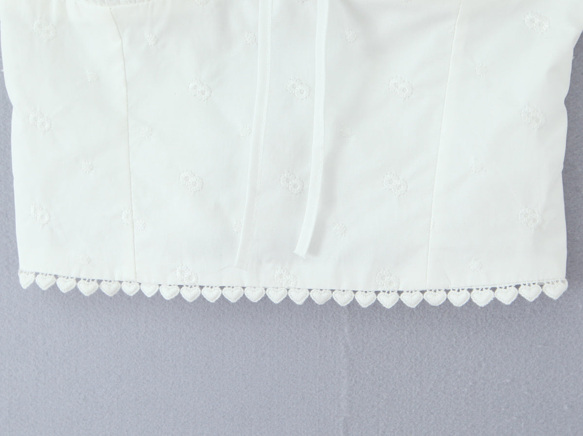 Womens White Lace Tube Top | Strapless Drawstring Vest | noémi