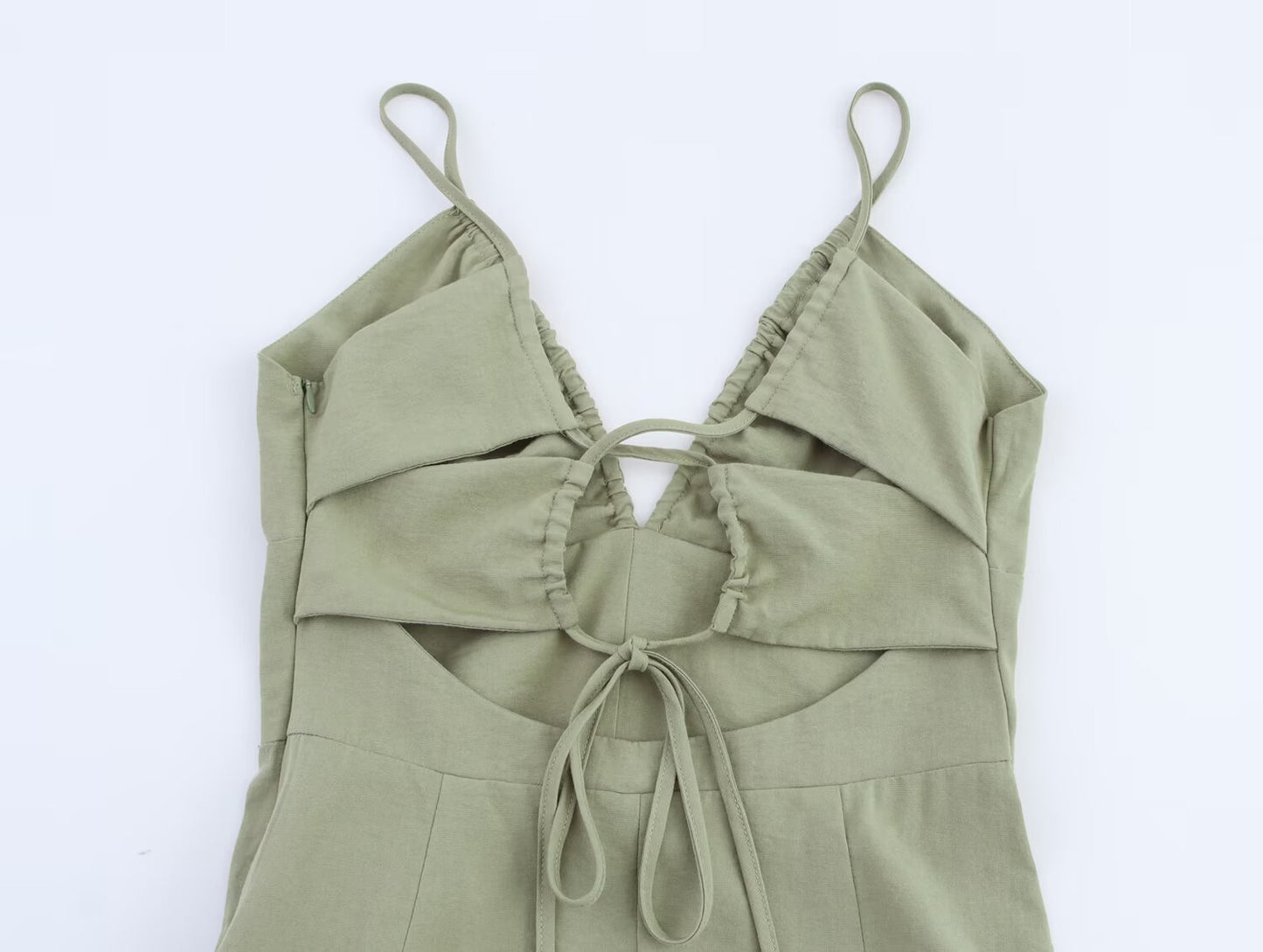 Womens Linen Midi Dress | Strappy Backless Front Slit | noémi