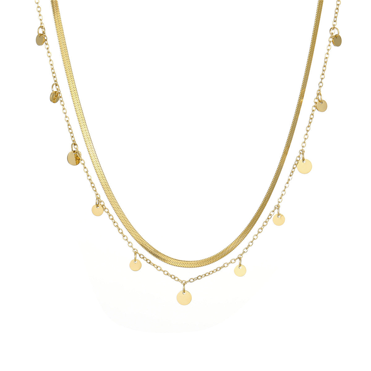 18K Gold Double Layer Necklace for Women | Stainless Steel Non Fading Tassel Chain | noémi