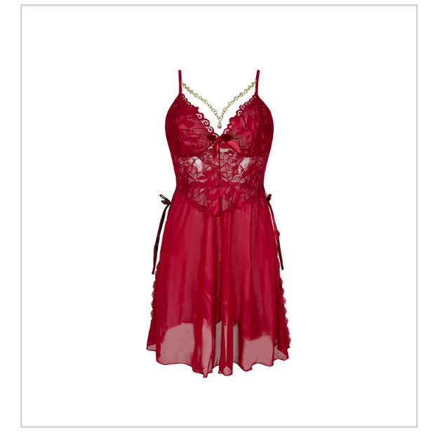 Lace Nightdress | Sheer Lingerie Slip with Satin Ribbon & Floral Lace | noémi