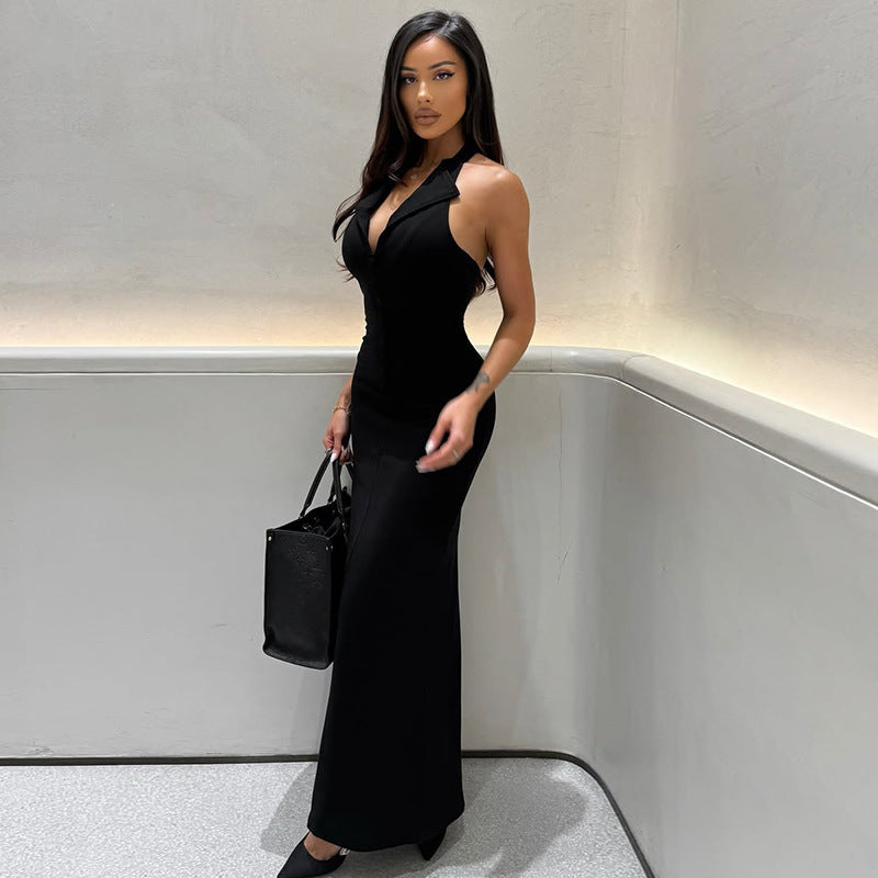Backless Slim Fit VNeck One Step Hip Dress | noémi